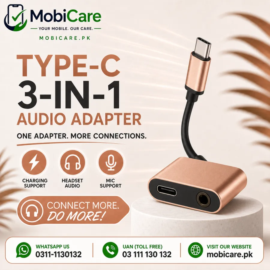 3-in-1 Type-C Audio & Charging Adapter with 3.5mm Jack
