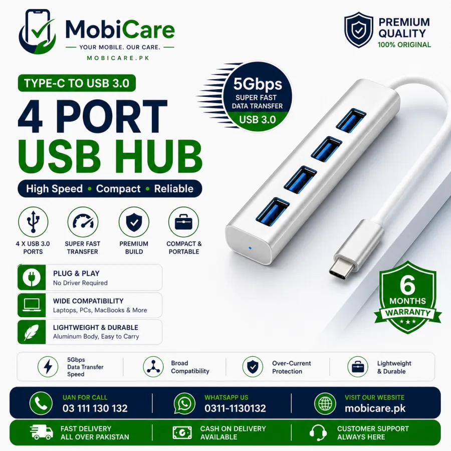 4 Port USB 3.0 Type-C Hub – High Speed Data Transfer Adapter