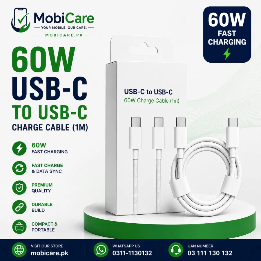 60W USB-C to USB-C Fast Charging Cable 1M