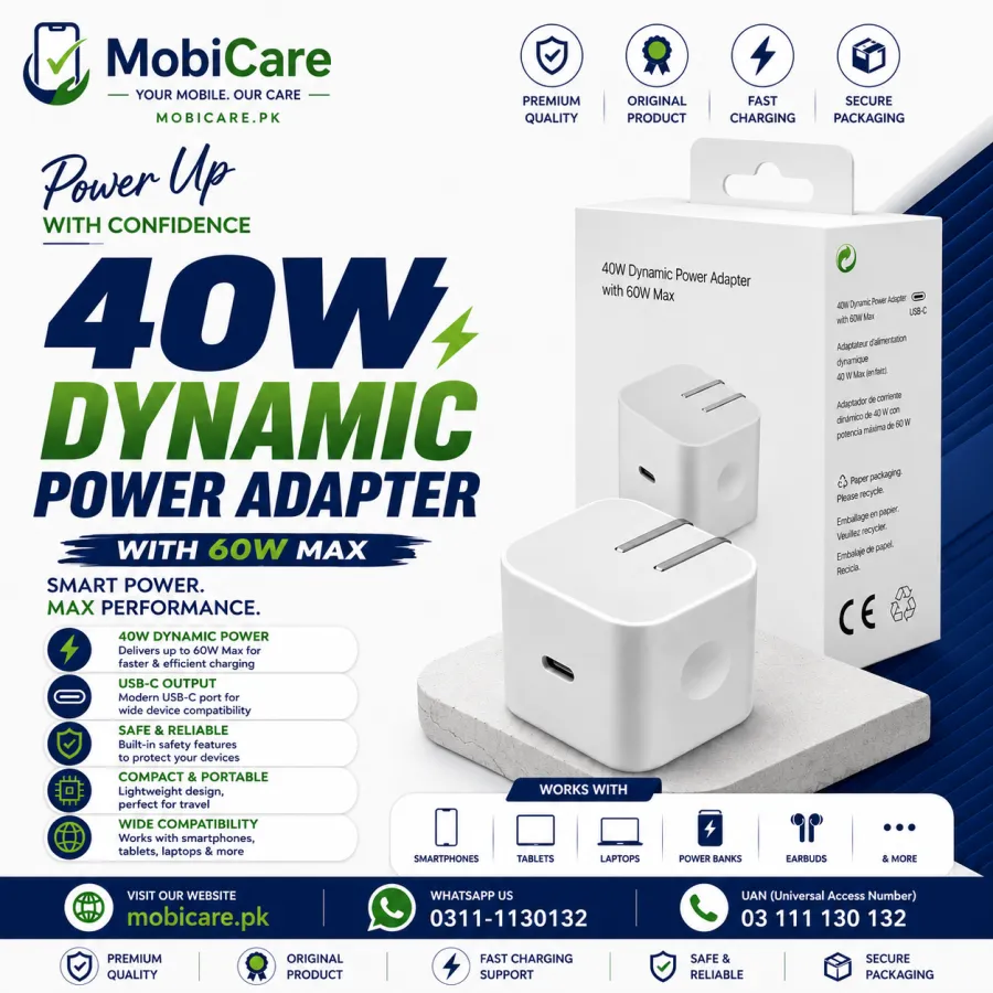 Apple 40W Dynamic USB-C Fast Charger (60W Max Output)
