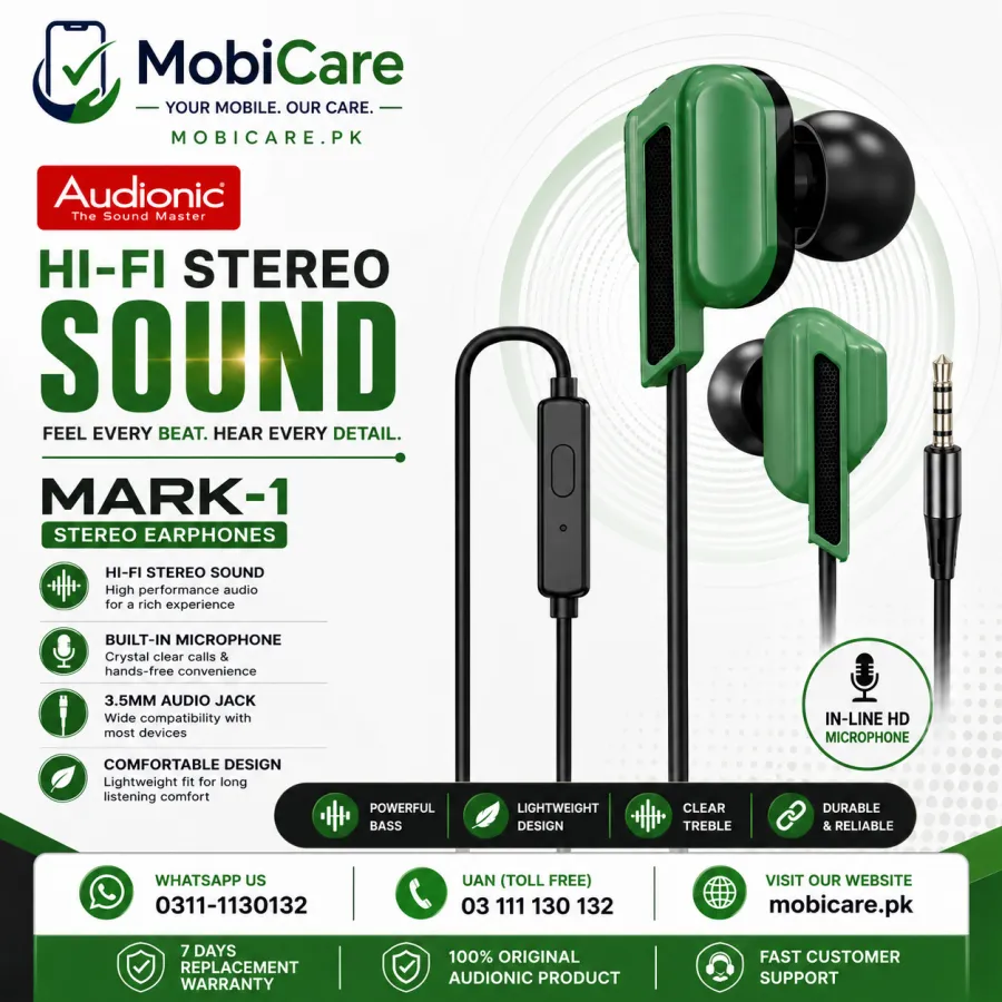 Audionic MARK-1 Hi-Fi Stereo Earphones with HD Mic