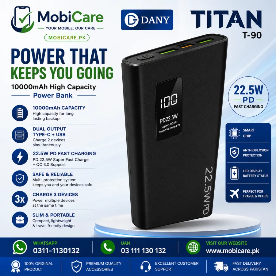 Dany TitanVolt 22.5W PD Power Bank – 10000mAh Fast Charging