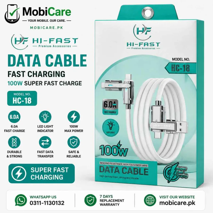 Hi-Fast HC-18 100W 6A Fast Charging Data Cable with LED Light