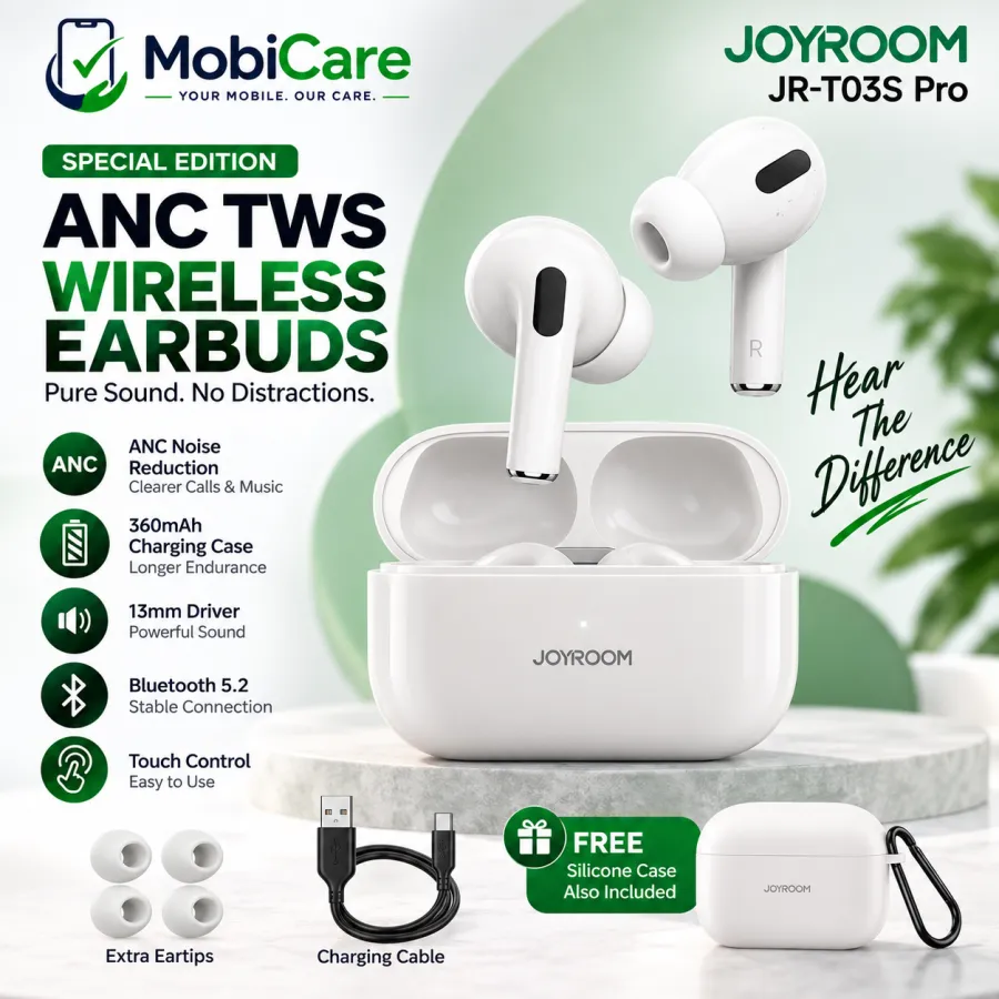 JOYROOM JR-T03S Pro ANC TWS Wireless Earbuds – Bluetooth 5.2, 13mm Driver
