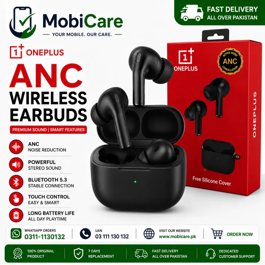 OnePlus ANC Wireless Earbuds with Silicone Cover – Bluetooth Earbuds