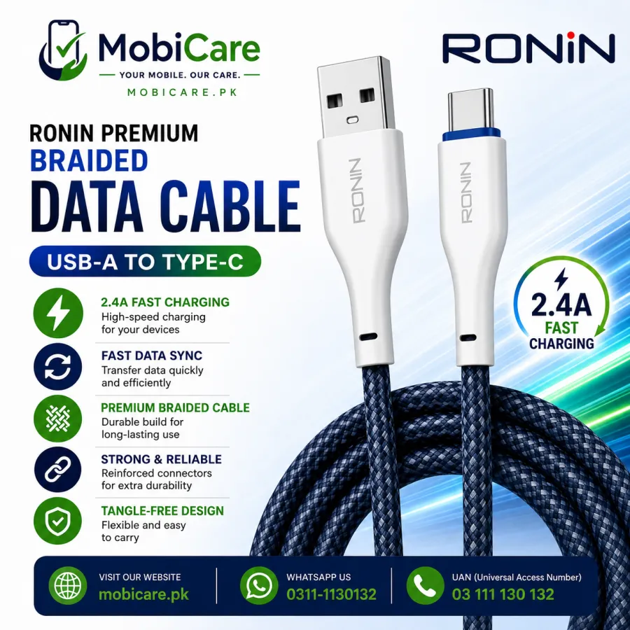 RONIN R-2025 USB-A to Type-C Premium Braided Data Cable