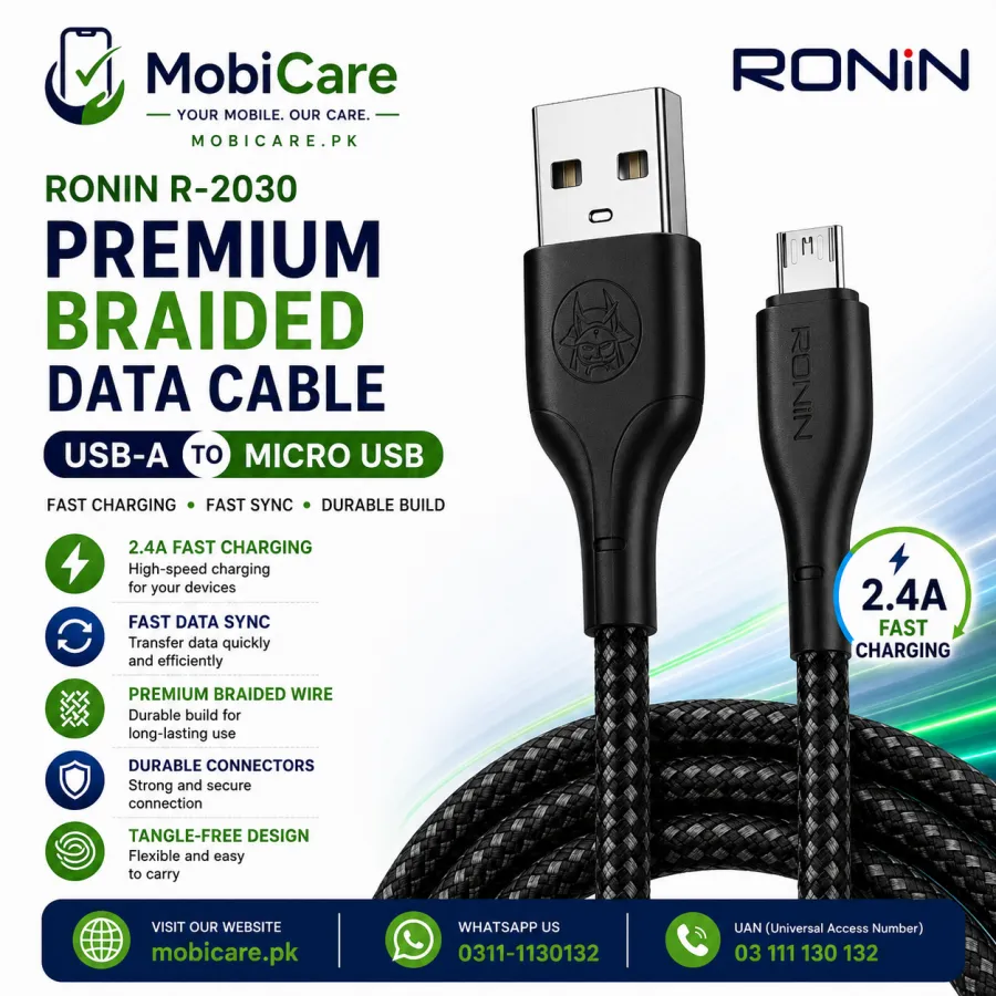 Ronin R-2030 Premium Braided Micro USB Data Cable (2 Meter)