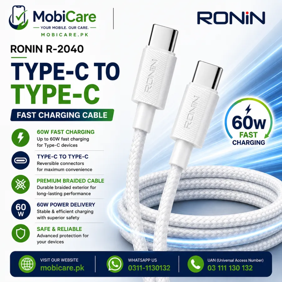 RONIN R-2040 Type-C to Type-C 60W Fast Charging Cable (1 Meter)