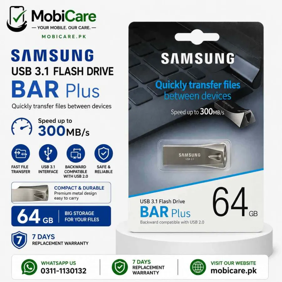 Samsung BAR Plus 64GB USB 3.1 Flash Drive – Up to 300MB/s