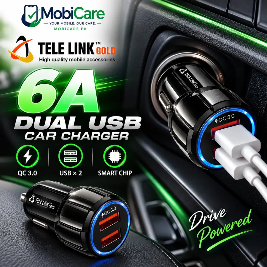 Tele Link Gold 6A Dual USB Car Charger – QC 3.0